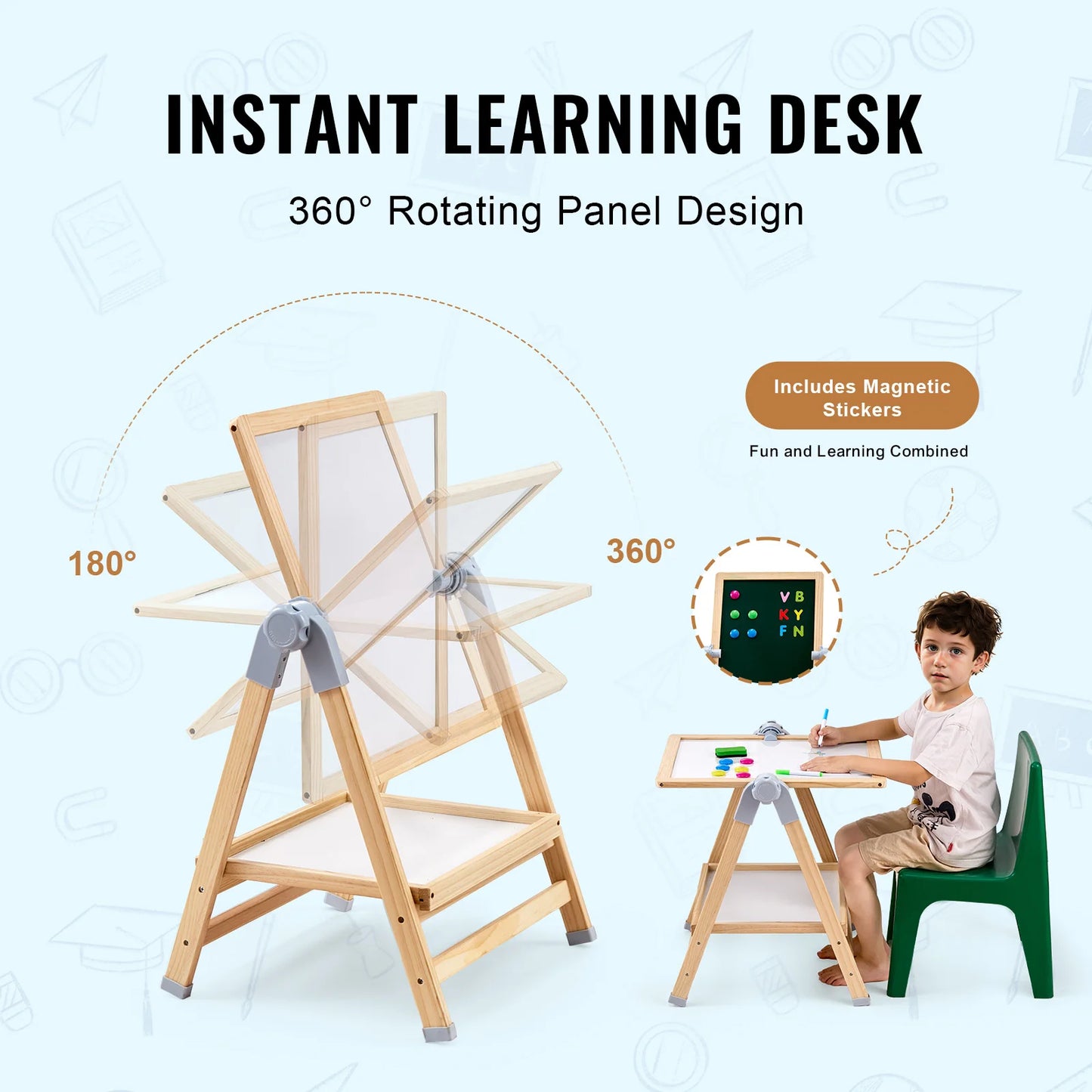 Standing Magnetic Drawing Board, WordPad Art Easel. With Painting Accessories, Children Educational Toys