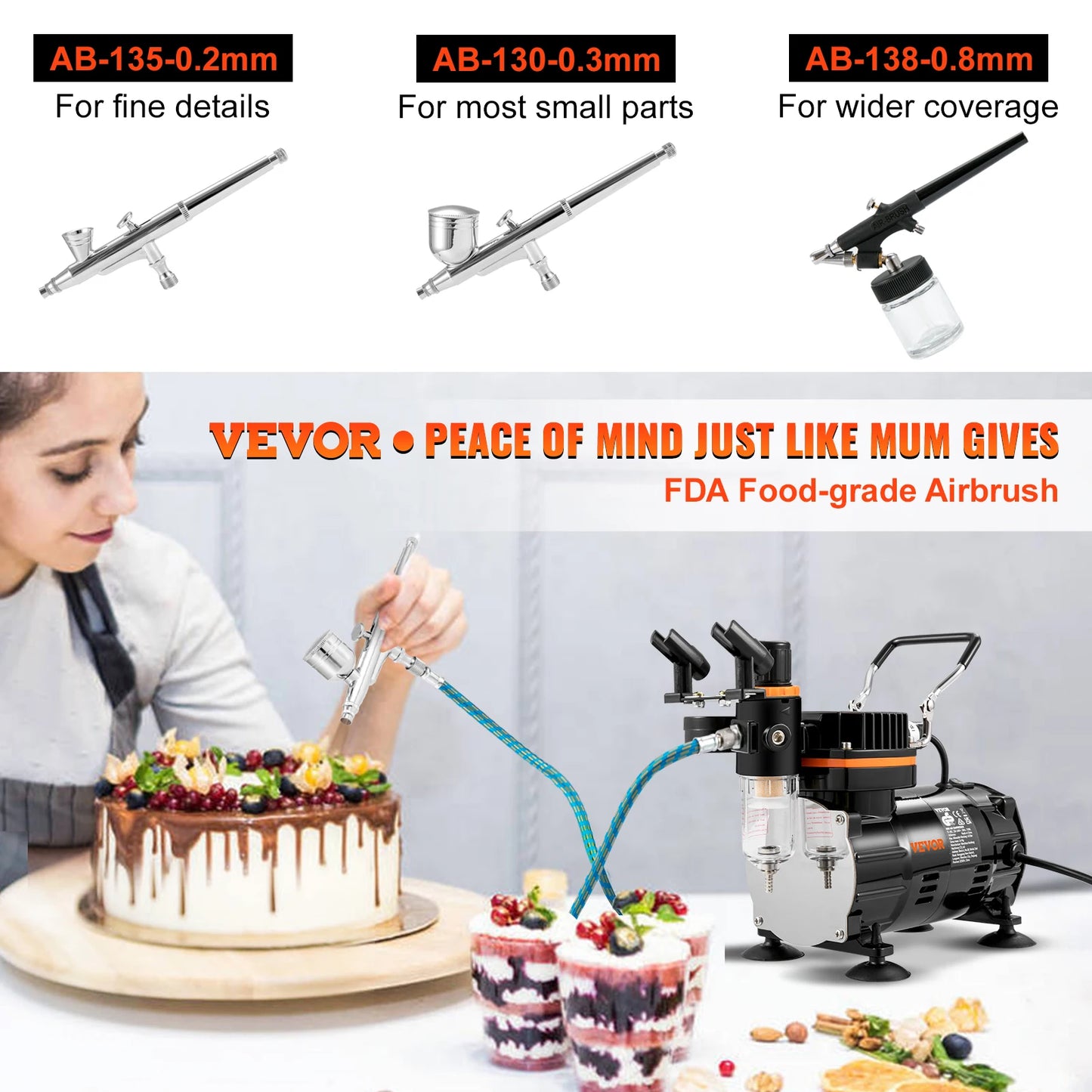 Professional Dual-Action Airbrush Kit, 120W Electric Spray Gun Air Brush. Painting Art Nail Tattoo Makeup Model Sprayer