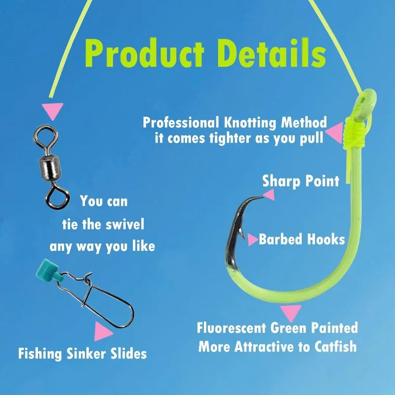 Catfish Float Rigs - With Rattler, 5pcs Rig Equipment, 6/0 8/0 10/0 Circle Hooks
