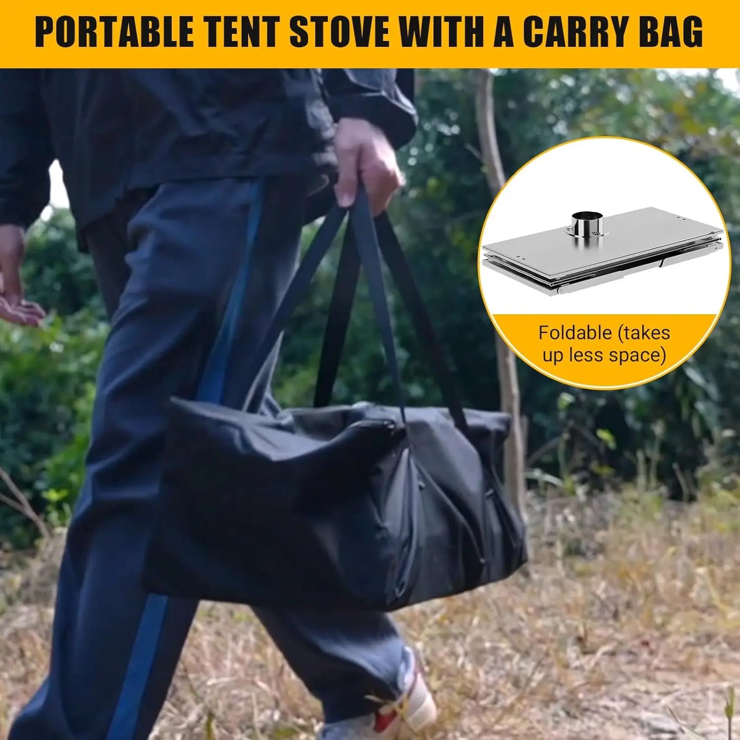 Hot Stove, Wood Burning Stove, Portable Stainless Wood Stove with Cooking Grill for Outdoor Camping Cooking and Heating