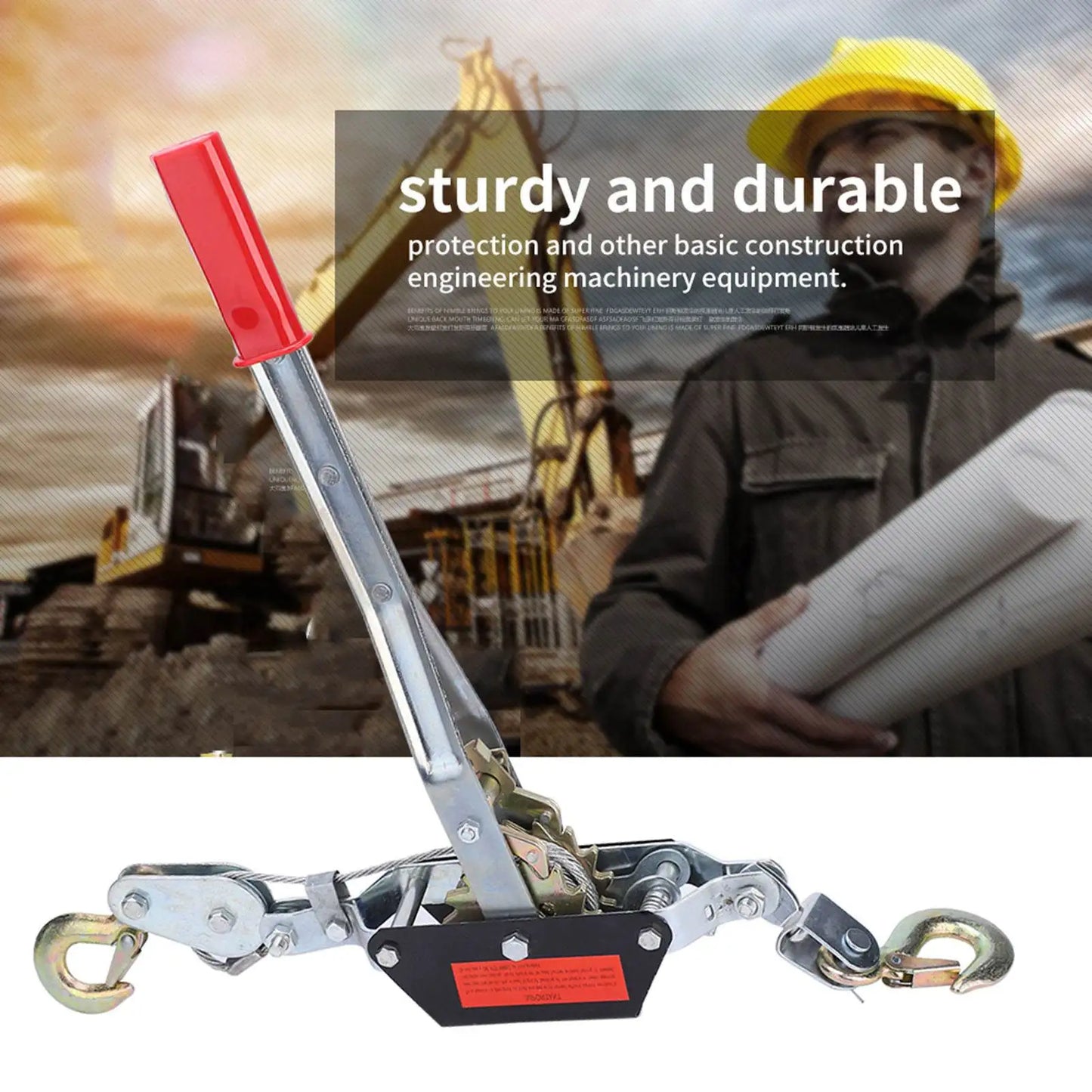 2/4T Wire  Hand Power Puller, Double Hook Lifting Tool, Heavy Duty