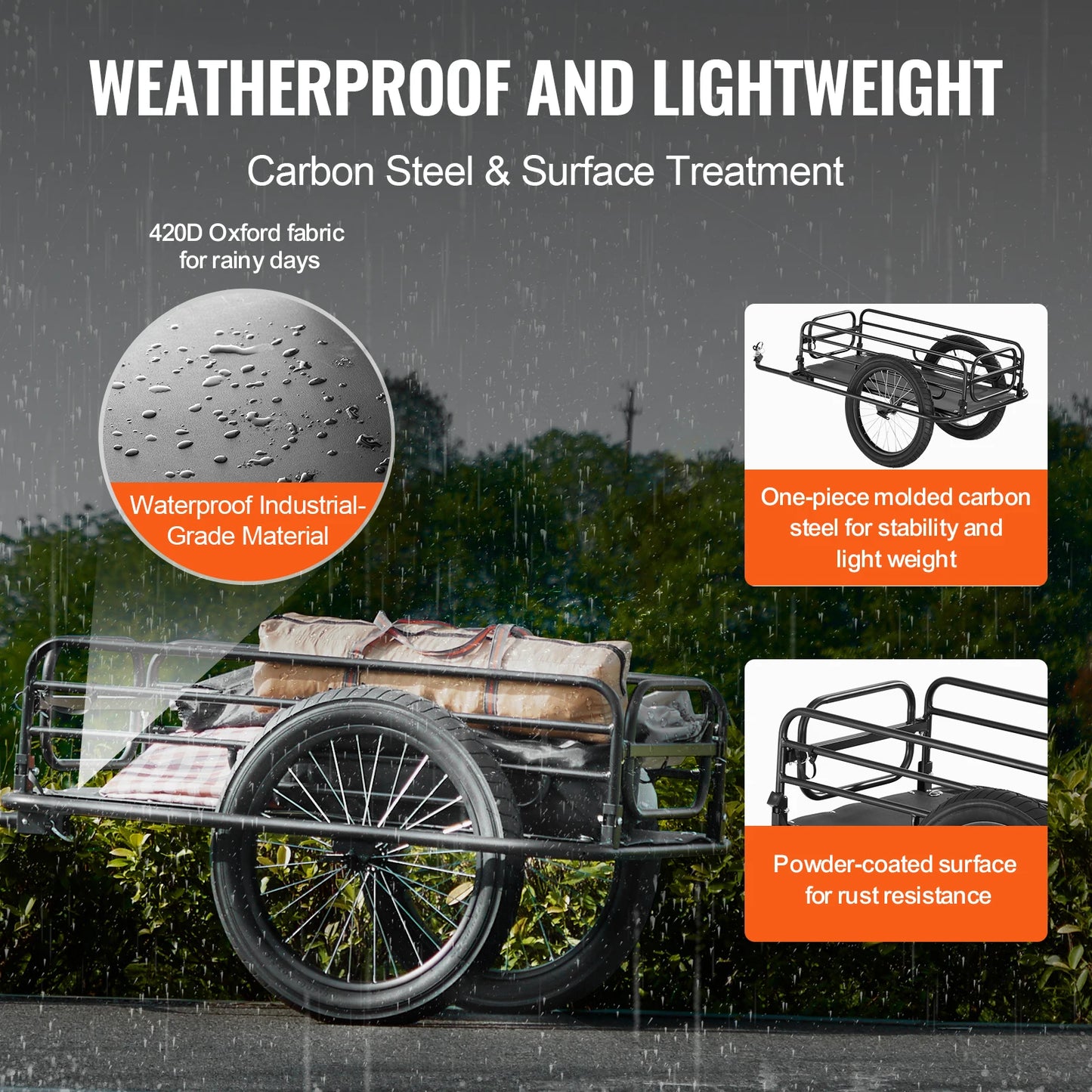 275 lbs Bike Cargo Trailer, Bicycle Wagon Cart. Foldable Compact Storage with Universal Hitch 20" Wheels fits Most Bikes