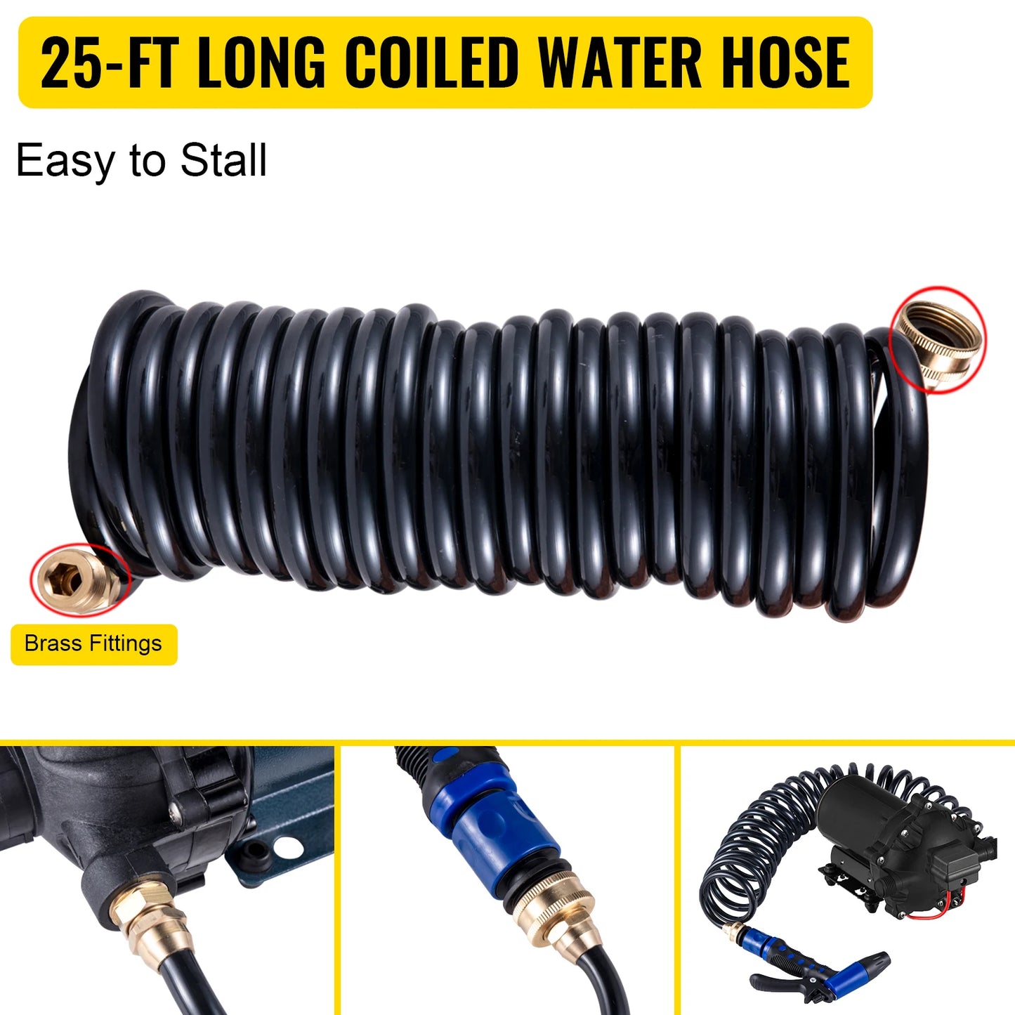 5.5 GPM Washdown Pump Deck Wash Pump Kit 12V 70PSI Boat Marine Yacht RV Water Pump, 25Ft Hose Automatic Diaphragm Pump