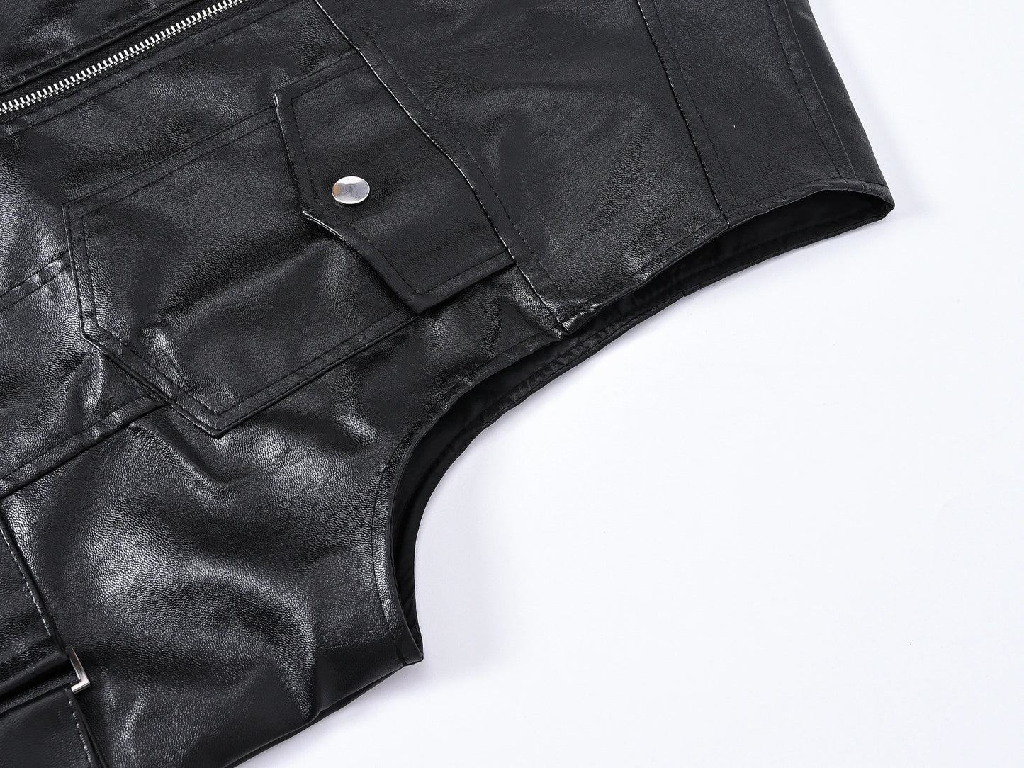 Men's Fashion Leather Biker Vest Sleeveless Jacket