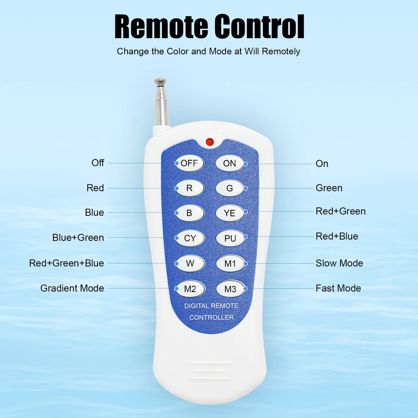 Swimming Pool Light, 12V Underwater Light with Remote Control, IP68 Waterproof 7 Color LED Fountain Lighting, 36W