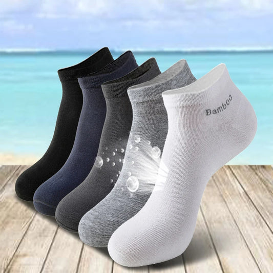 5 Pairs High Quality Men Bamboo Fiber Socks, Short Summer Breathable. Anti-Bacterial Ankle Socks size 6 to 12