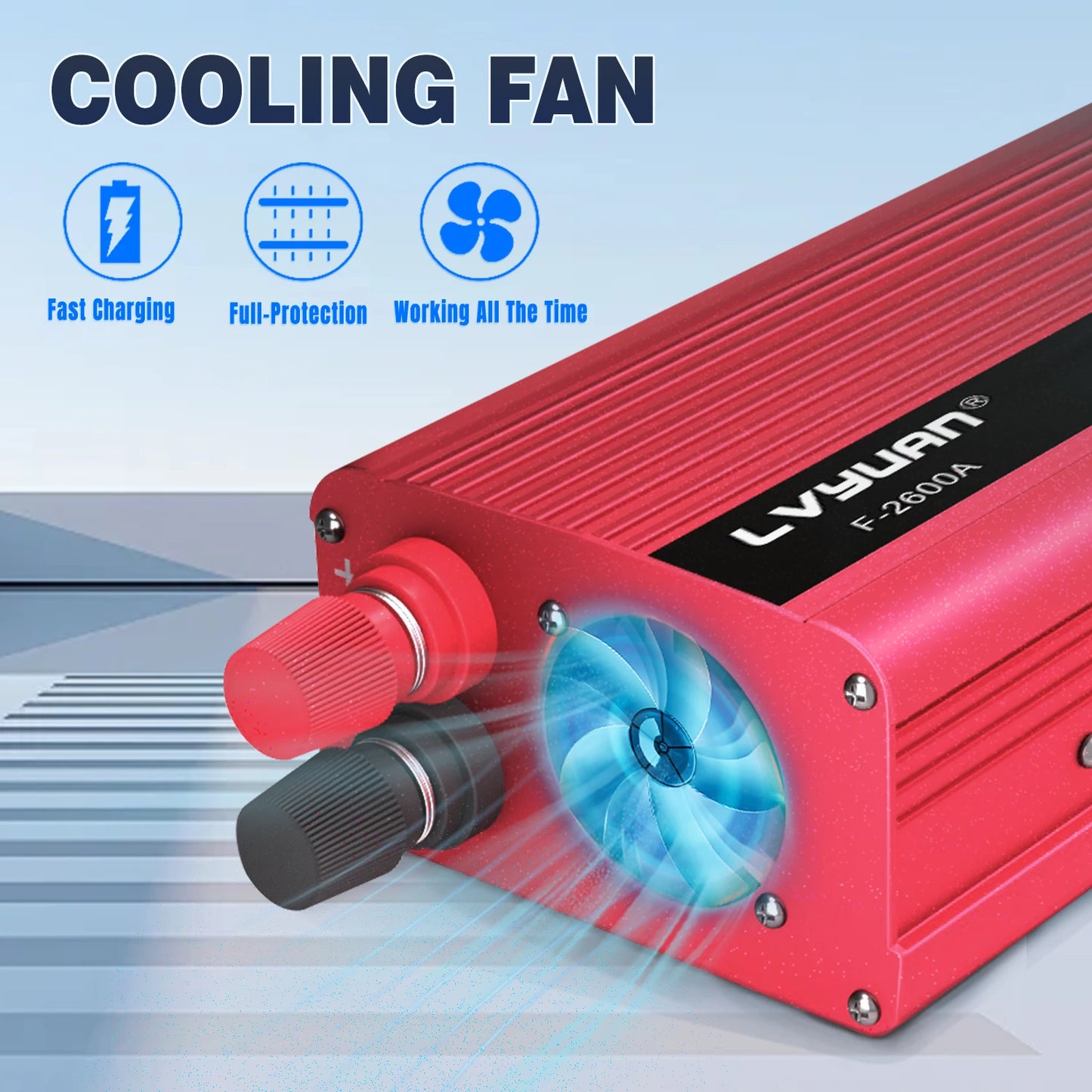 AC110V Power Inverter DC/AC 12V to 120V Car Inverter, 60Hz Outdoor Battery Adapter