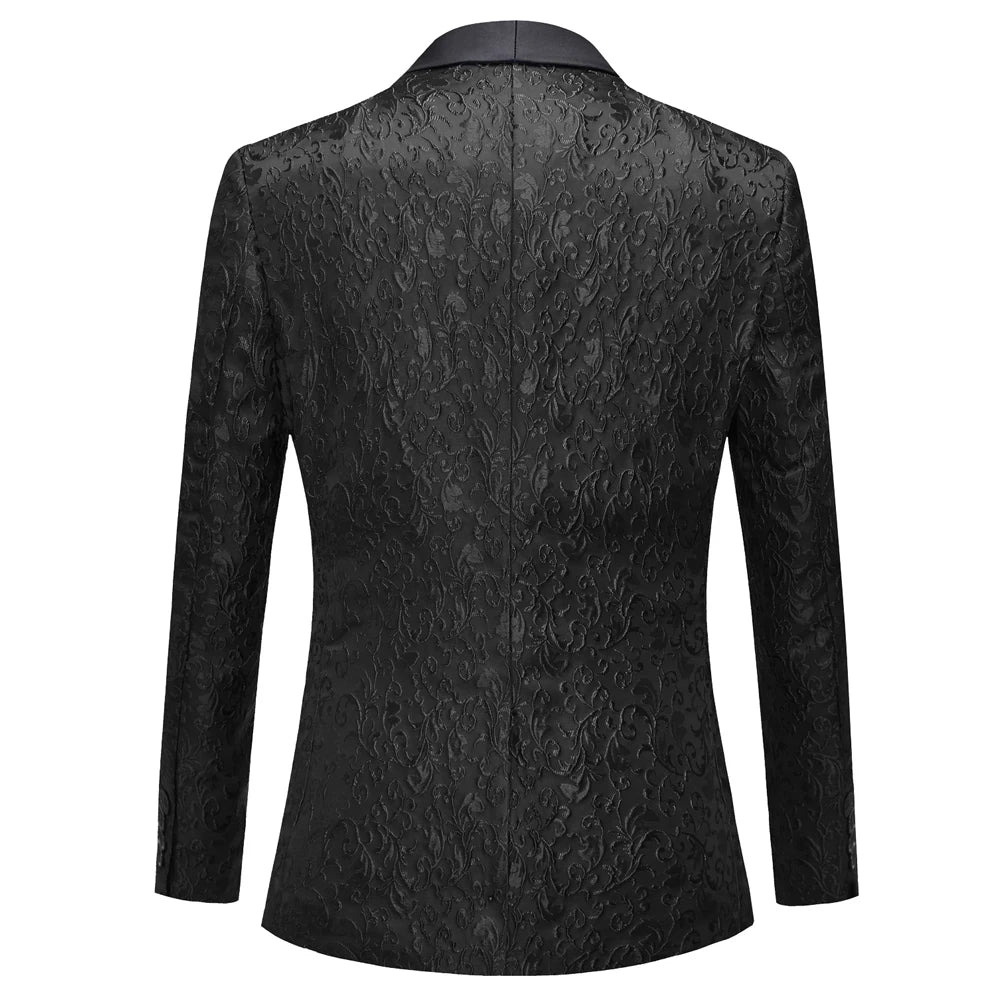 Men's Paisley Tuxedo Jacket One Button Dress Suit Jacket