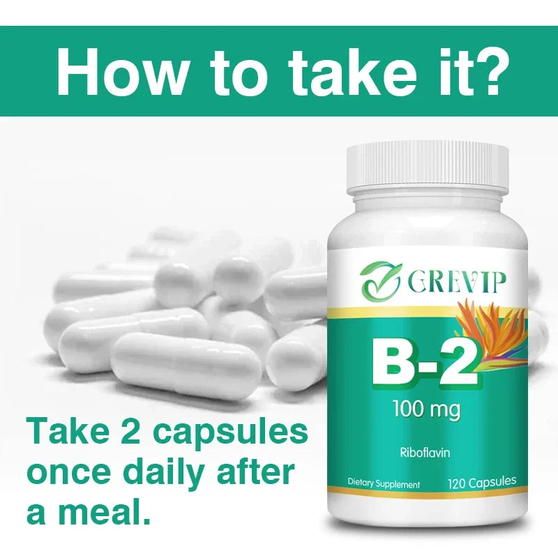 Vitamin B-2 - Helps with Healthy Energy Metabolism, Boosts Immunity, and Supports A Healthy Nervous System - 120 Capsules