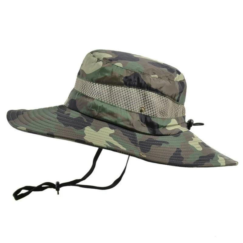 Men Breathable Sun Hat, Wide Brim