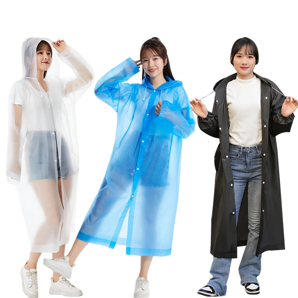 Rain Ponchos with Drawstring Hood Waterproof Outdoor Rain Wear for Women Men