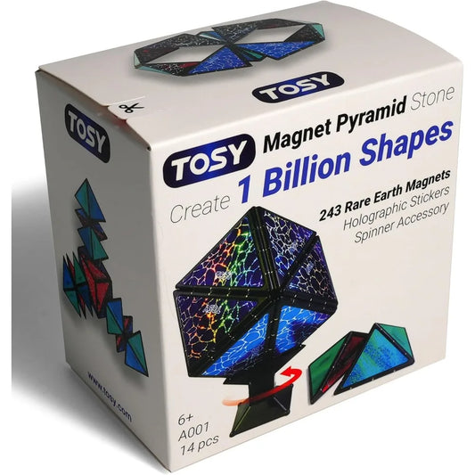 Magnet Pyramid Stone - 1 Cube Transforms into 1 Billion Shapes, 14 pcs (12 Puzzle pcs and 2 Accessories