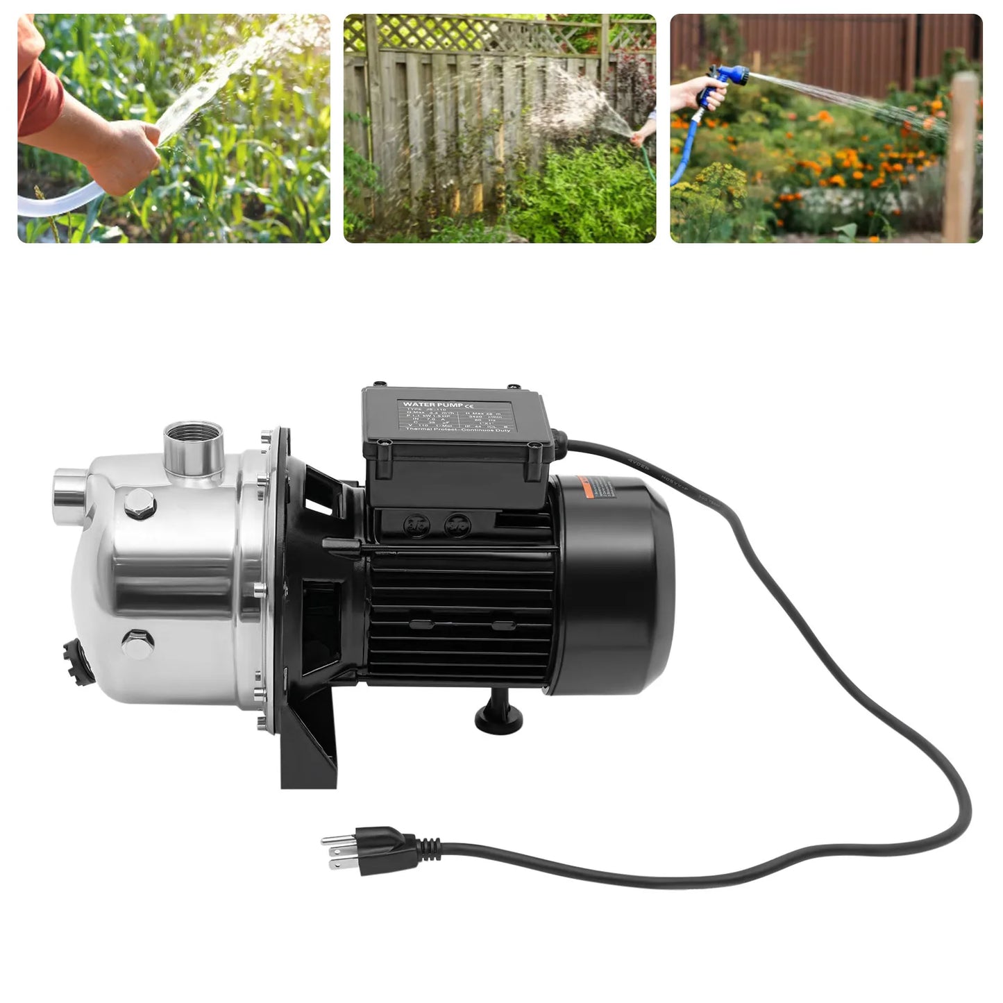 1.5 HP Garden Jet Pump, Shallow Well Sprinkler Booster, Water Transfer for  Lawn Irrigation System, Lake Fountain, 115v