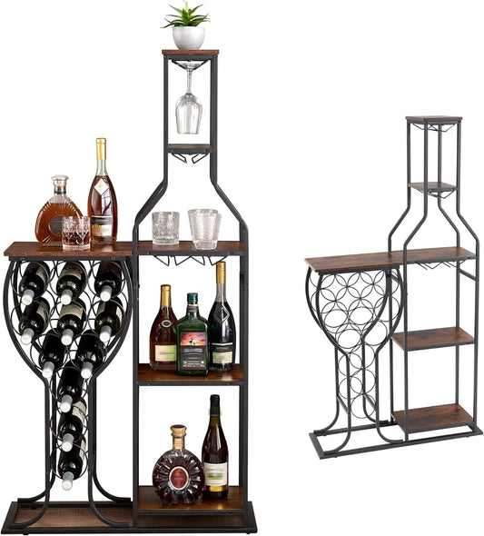 Wine Bottle and Glass Holder, Wrought Iron Wall-Mounted Racks, Household Accessories, Gifts