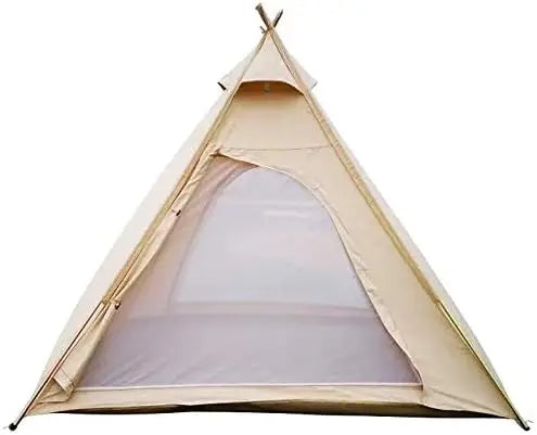 Free Space Outdoor 100% Cotton Canvas Waterproof Pyramid-Shaped Camping Tent, Beige color