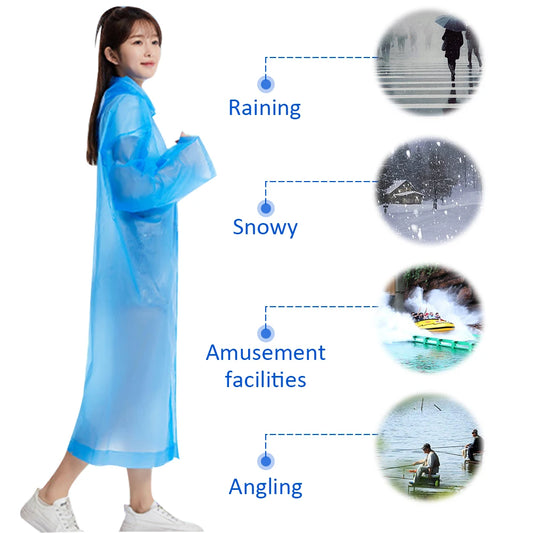 Rain Ponchos with Drawstring Hood Waterproof Outdoor Rain Wear for Women Men