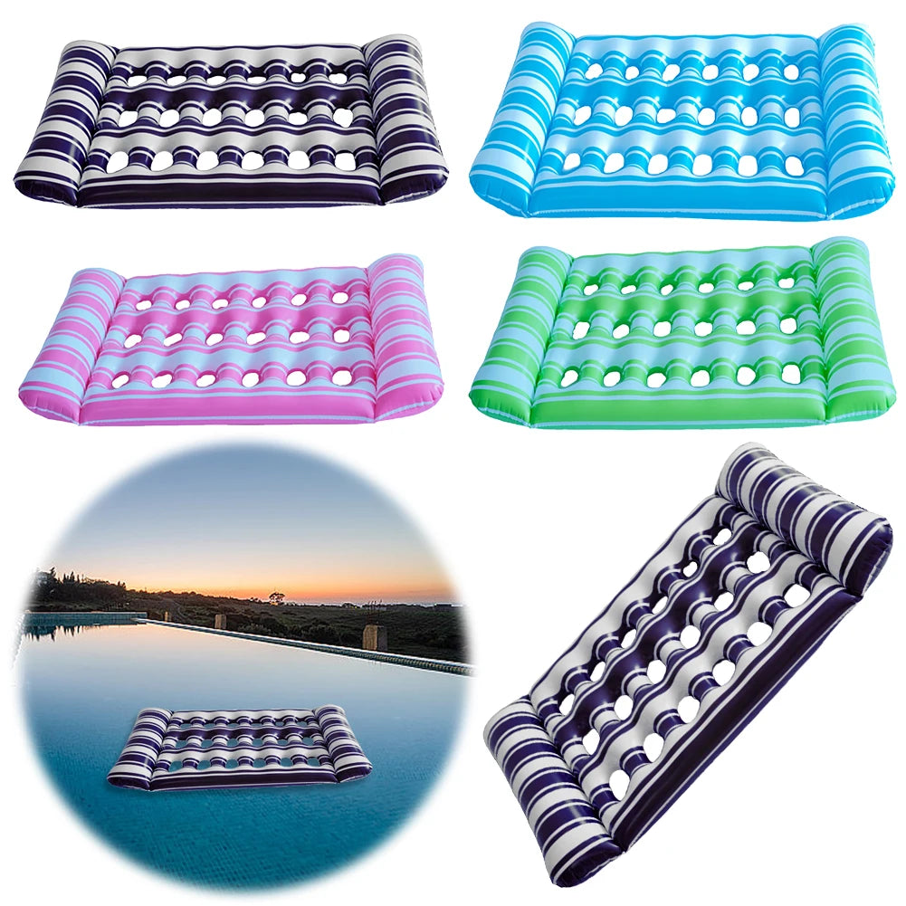 Inflatable Floating Swimming Mattress, PVC Hammock Recliner Chair, Foldable Floating Lounger