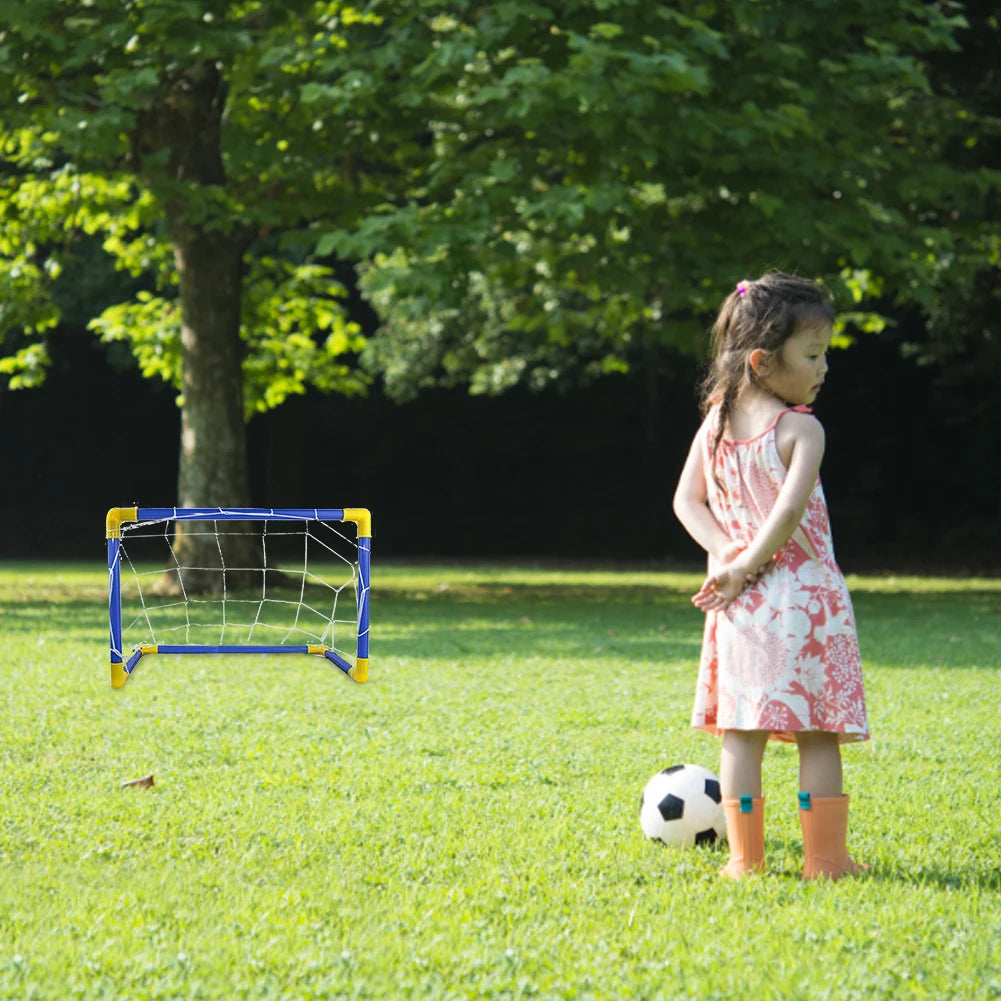 Foldable Kids Foot ball Goal Training Practice, Goal Post with Net, Ball and Pump Outdoor Game Set