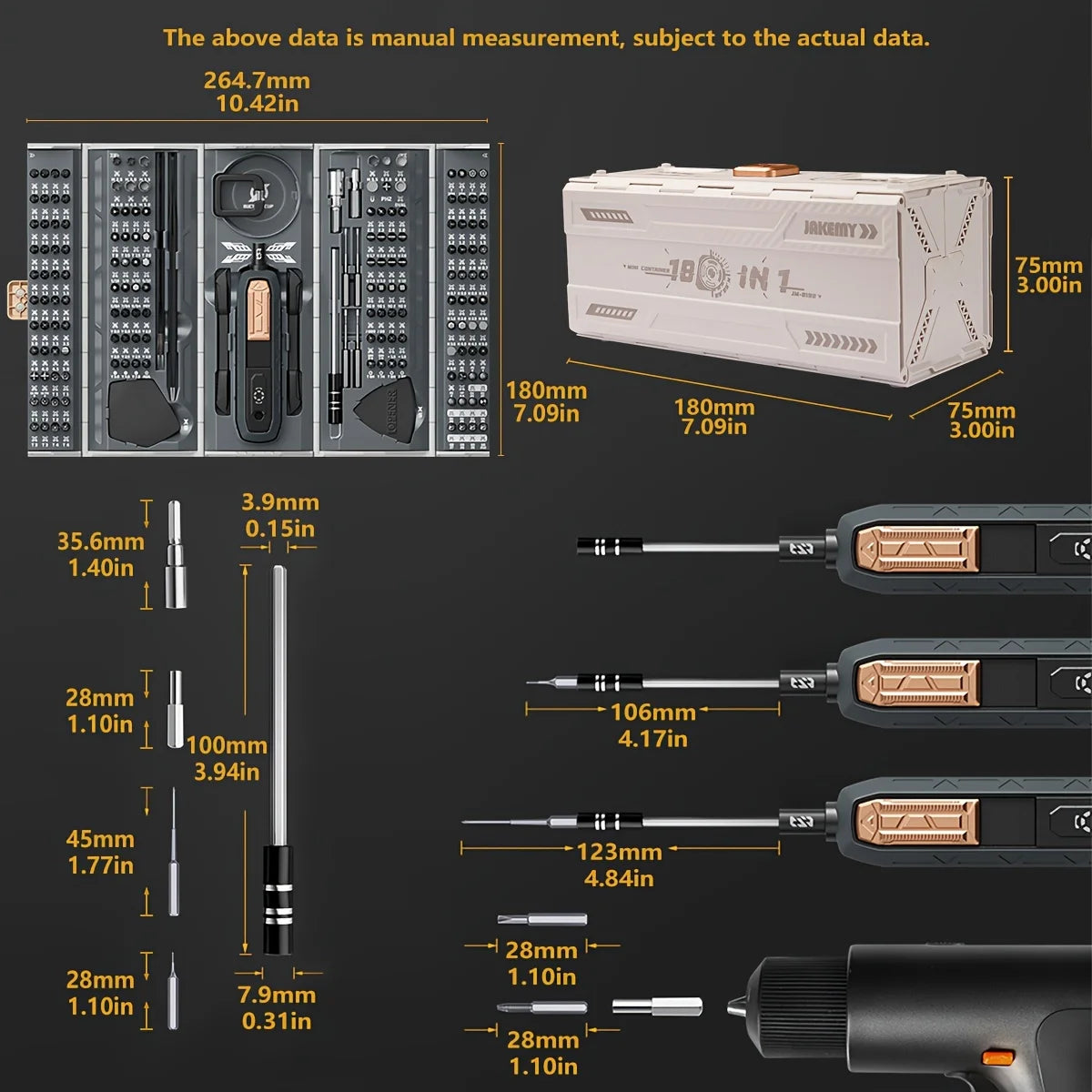 180 in 1 Precision Multifunctional Screwdriver Set, Magnetic Phillips Bits, Mobile iPhone & PC & Glasses Manual Repair