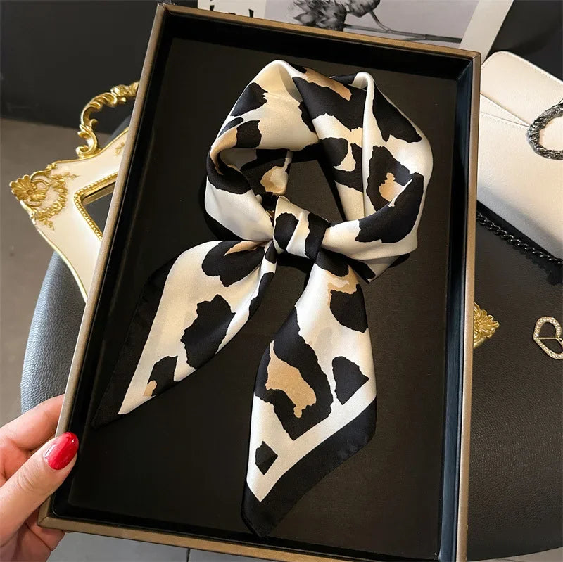 Women's Soft Satin Hair Scarves, Fashion Square Printed, 27" x 27" Designer Scarf Headband. 20 Colors