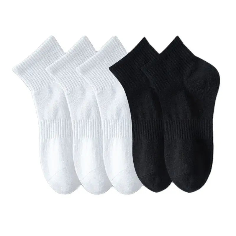 5 Pairs/100% Cotton Men's Socks, Anti-Odor Breathable Sports Socks