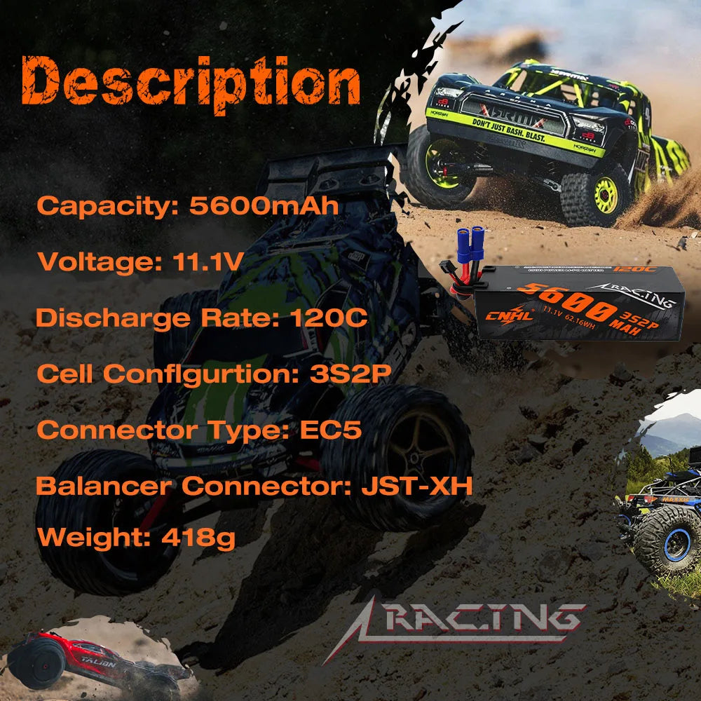 3S, 4S Lipo Battery 5600mAh 6600mAh 8000mAh 11.1V 14.8V 120C Hard Case With T EC5 Plug For RC