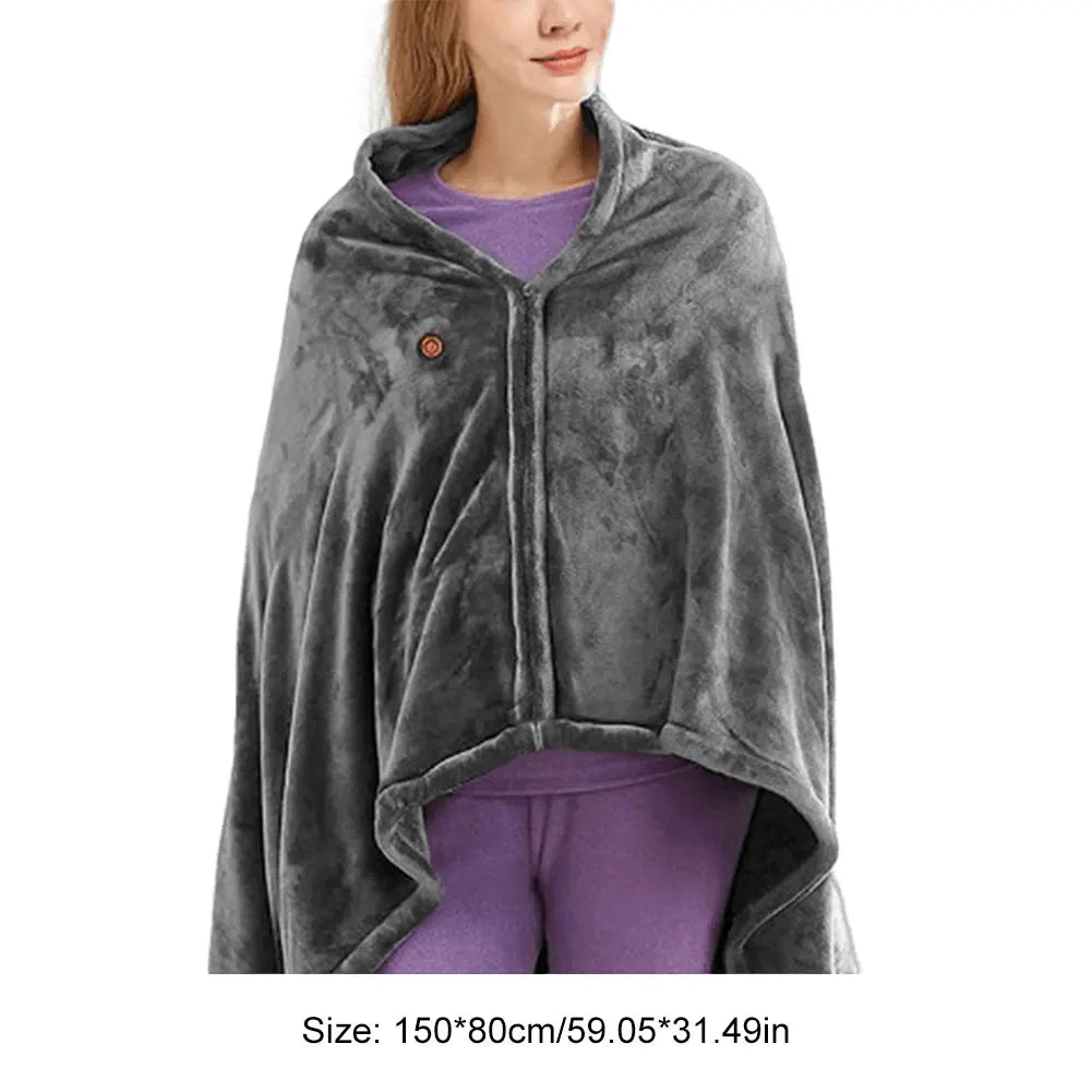 USB Electric Heated Blanket 3 Heating Levels Fleece Heated Blanket Portable Heated Blanket Cape
