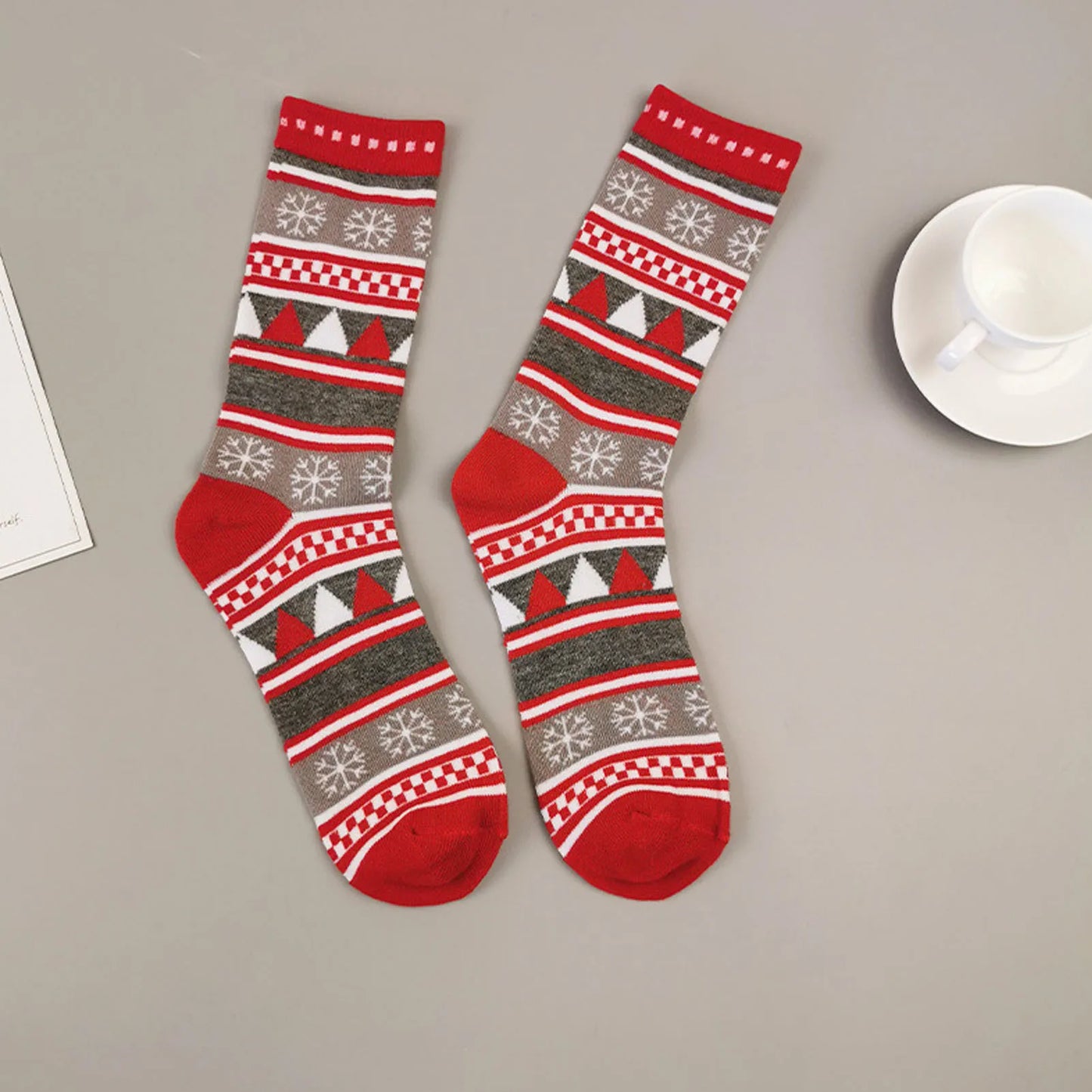 6 Pairs Christmas Socks Colorful Printed Pattern Holiday Socks
