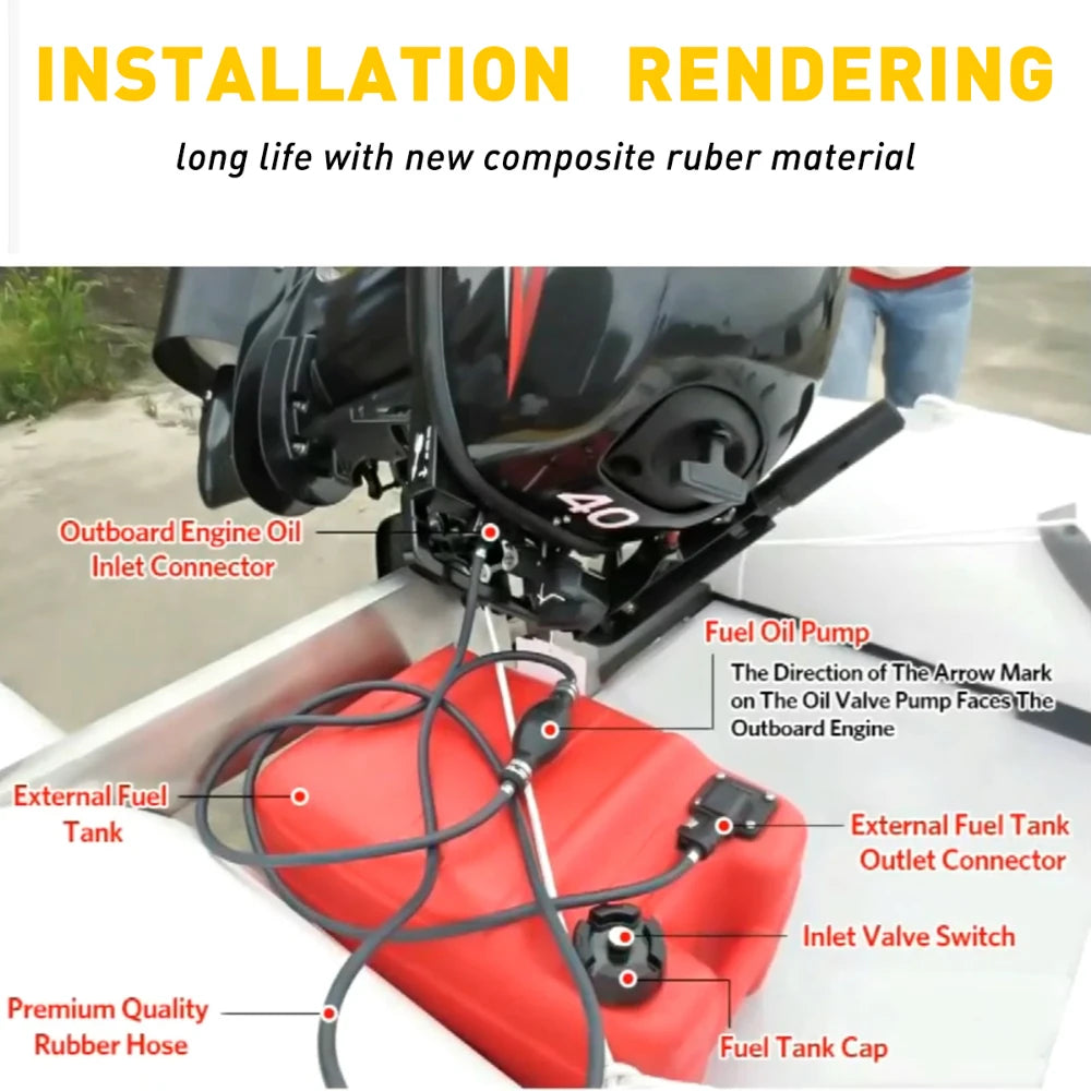 5/16" Marine Outboard Boat Motor Fuel Gas Hose Line Assembly, with Primer Bulb For Boats