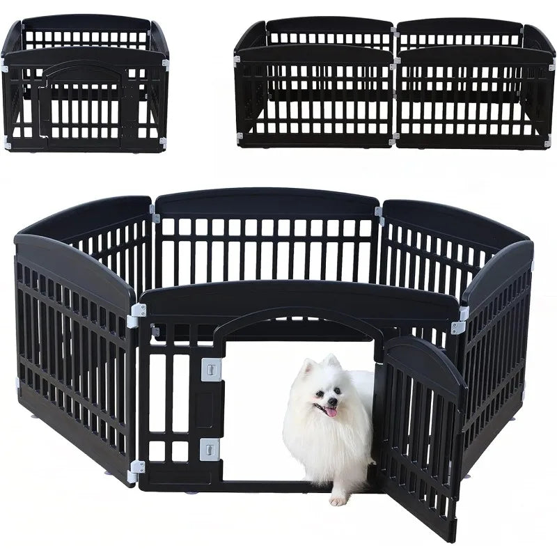 Pet Playpen Foldable Gate for Dogs Heavy Plastic Exercise Pen Indoor Outdoor Small Pets, 67"L x 67"w x 24"h