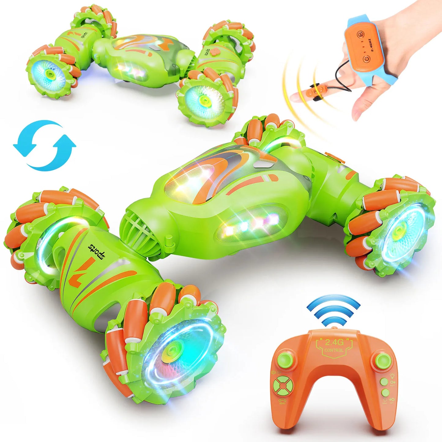 Gesture Sensing RC Stunt Car 4WD Hand Controlled 360° Rotate Transform Drift Birthday Gifts Toys for Kids with Light & Music