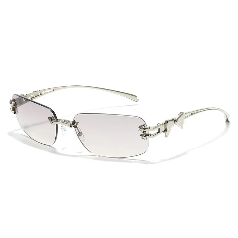 Fashion Rimless Square Sunglasses for Women. Luxury Brand Designer Sun Glasses, UV400