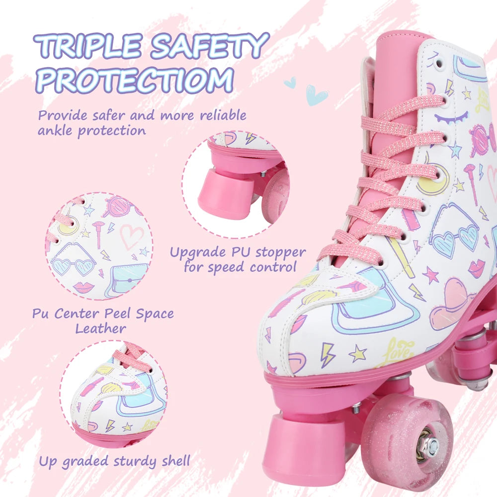 Outdoor Leather Roller Skates for Kids