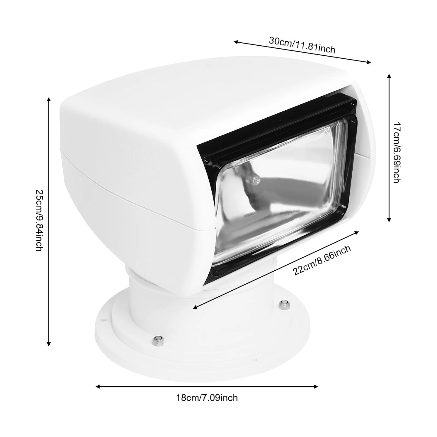Marine Spot Light, Boat Searchlight Remote Control 12V 100W Waterproof, White, 360° Rotatable for Boat