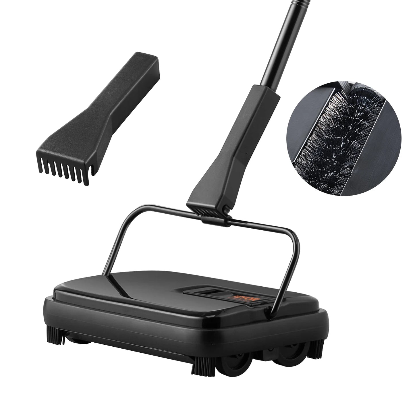 Manual Carpet Sweeper, 7.87 in Sweeping Paths 300ml Dustbin Capacity w/ Comb for Home Rugs, Hardwood Surfaces, Wood Floors