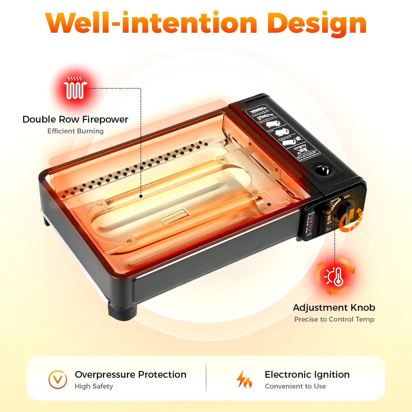 Portable Camping Grill Gas Stove Butane Gas For Camping, Traveling, Backyard