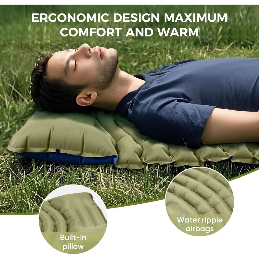 Sleeping Pad Ultra Lightweight with Pillow Foot Pump Compact and Portable Ideal for Outdoor