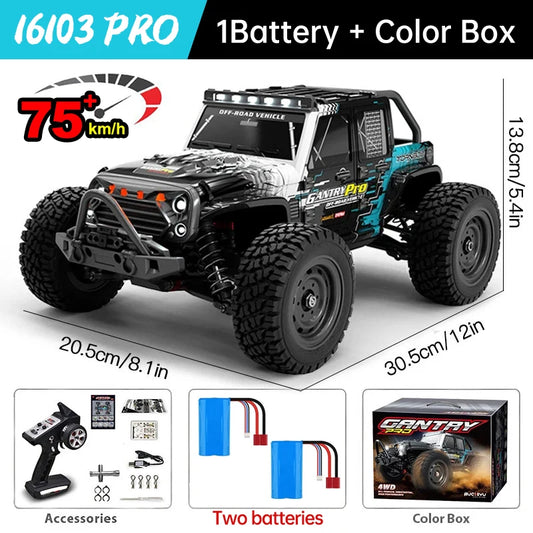 1:16 75KM/H 4WD RC Truck With LED Light 2.4G Remote Control, High Speed Drift Monster Truck