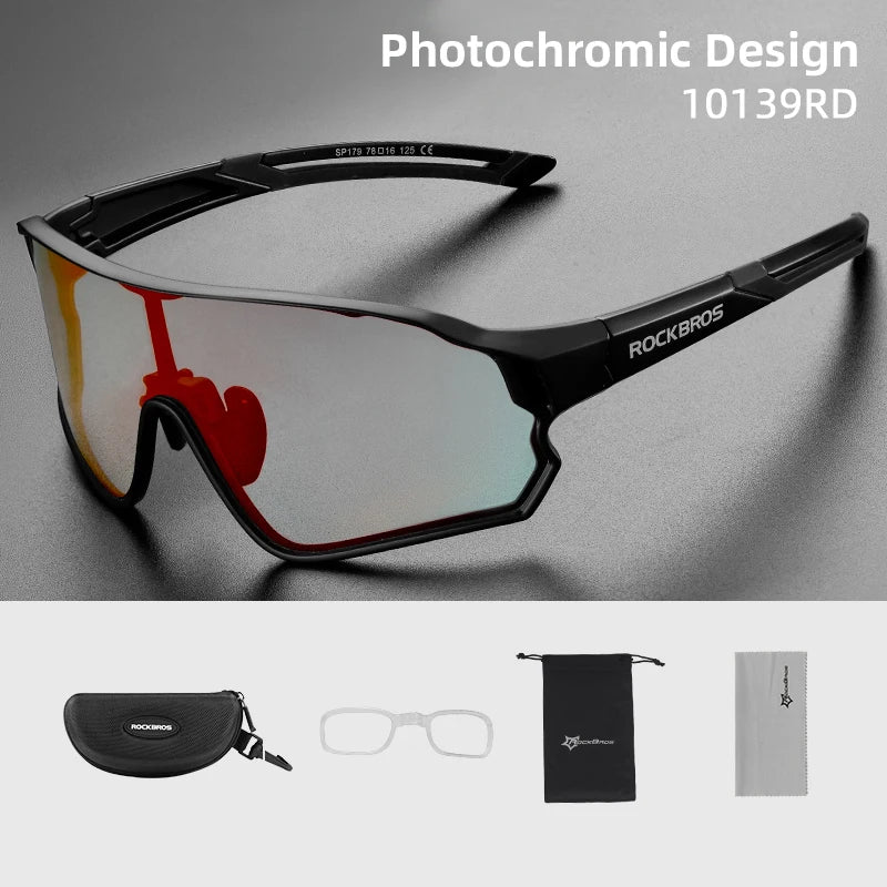 Photochromic Cycling Glasses UV400 Sunglasses Outdoor  Eyewear MTB Racing Lightweight Flexible