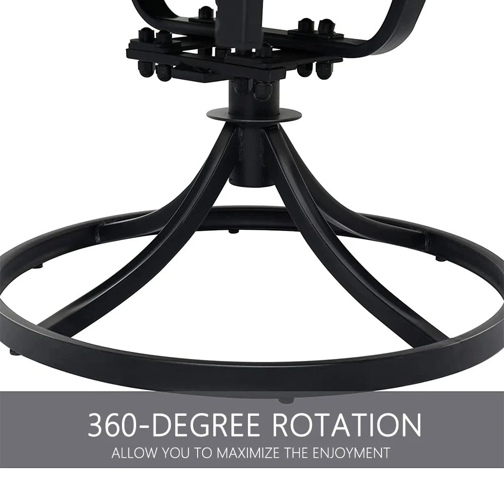 E-Coated 2 Swivel Chairs Outdoor Furniture with Olefin Cushions