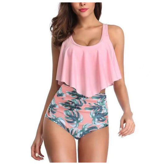 Two Piece Sets Swimwear Ruffles Women Suits Printed Beachwear High Waist Bikini Set Bottoms Push Up Swimsuits