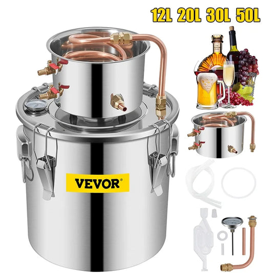3, 5, 8, 13 Gal Distiller, Alcohol Still Stainless Copper DIY Home Brewing Kit