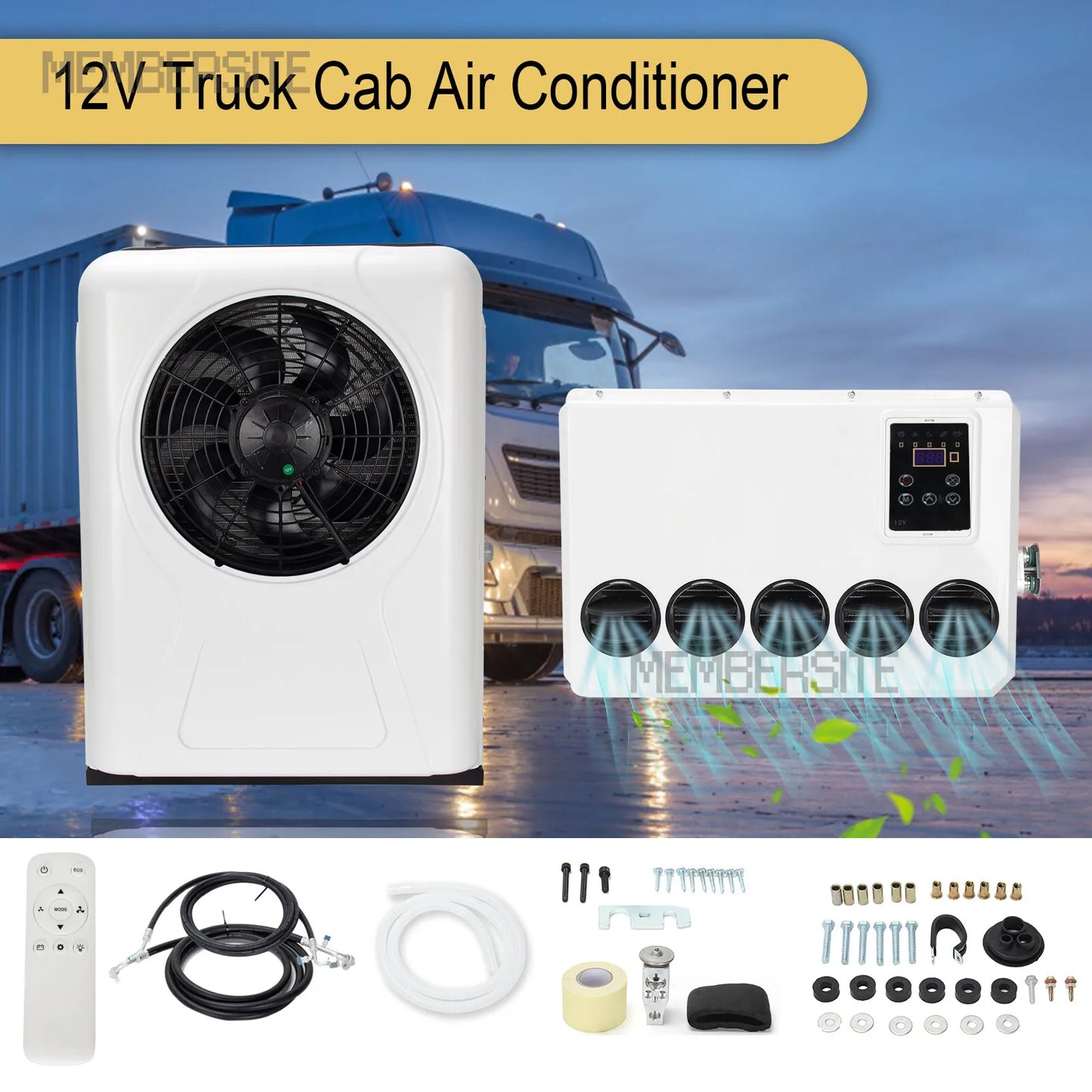 12000 BTU 12V Split AC Truck Cab Air Conditioner For Semi Trucks, Bus RV, Caravan
