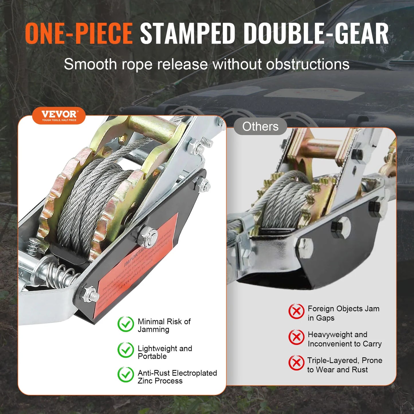 Come Along Winch 2/4/5 Ton Pulling Capacity Heavy Duty Ratchet Automotive Hoist or Vehicle Rescue Cable