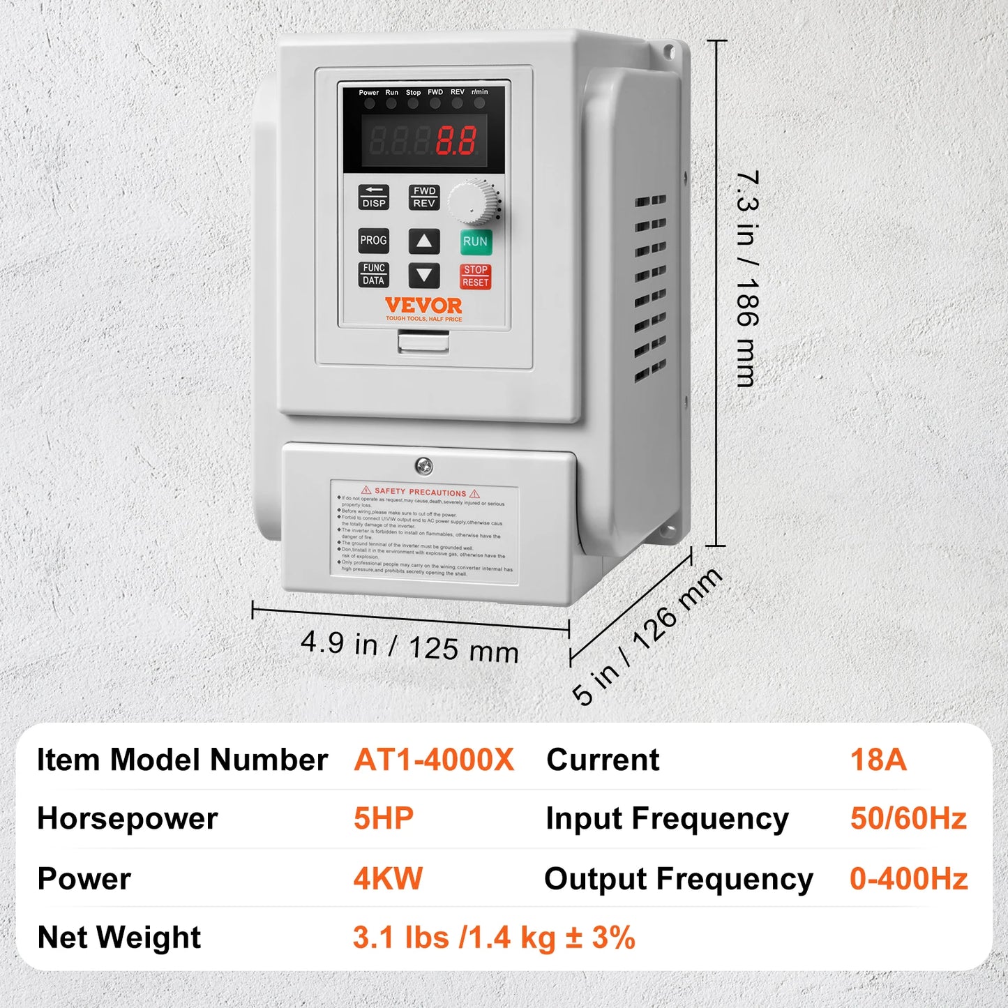 5HP4KW Single Phase 220V-240V Input to 3 Phase 220V-240V Output Variable Frequency Drive for AC Motor Speed Control