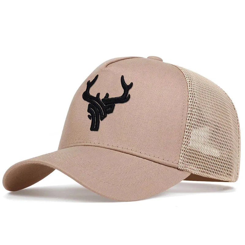 1piece Unisex Antlers Embroidery Baseball Net Hat Adjustable