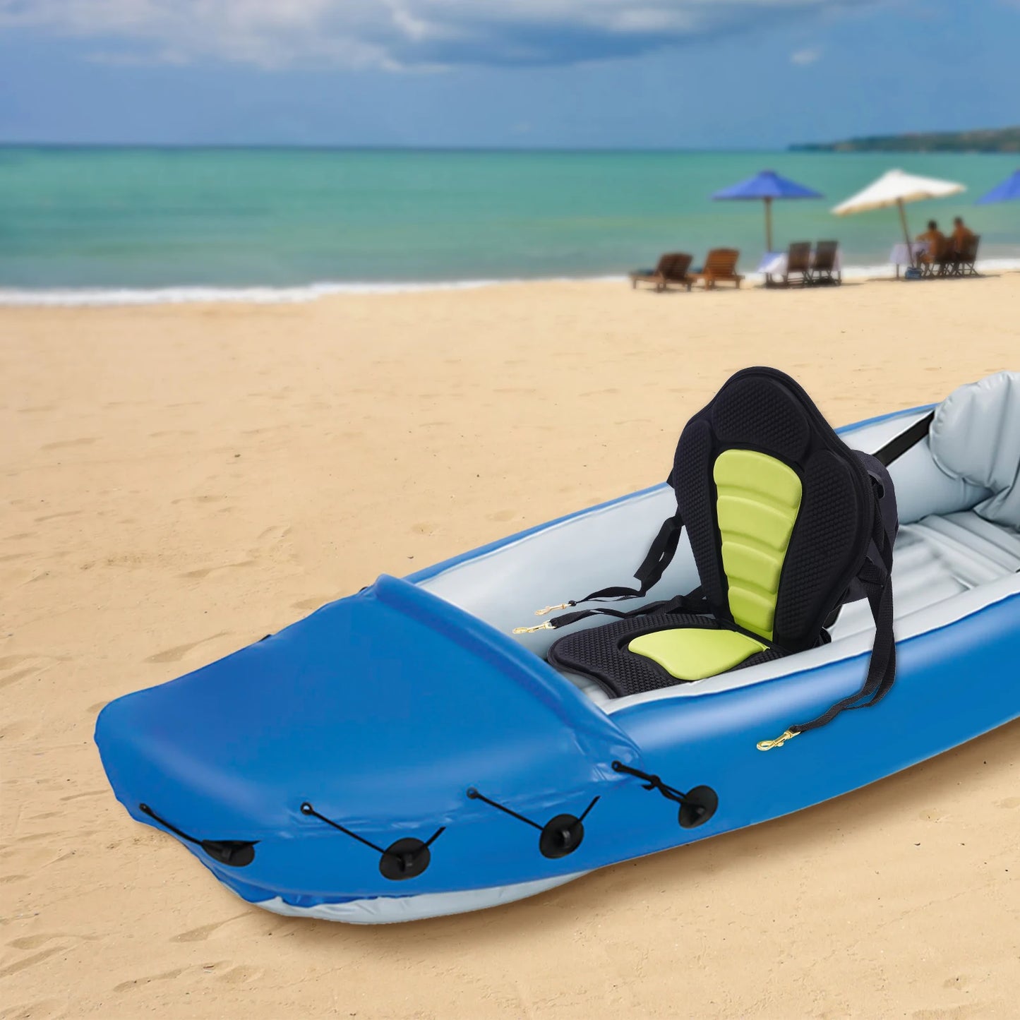 Deluxe Upholstered Kayak Seat with Storage Pocket, Fishing Boat Seat, Quick and Easy Assembly