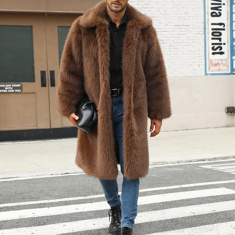 Men or Women Faux Fur Hooded Parka Coat Stylish Solid Color Zipper Front Warm Long Sleeve Winter Jacket for Outdoor Wear