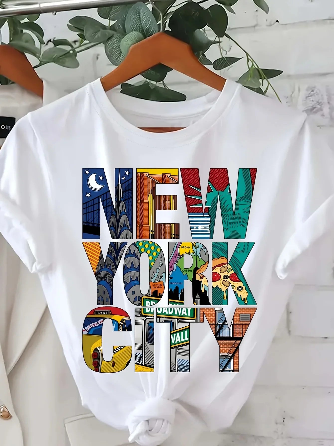 Oversized New York City Print T-Shirt | Short Sleeve Crew Neck Casual Top for Women