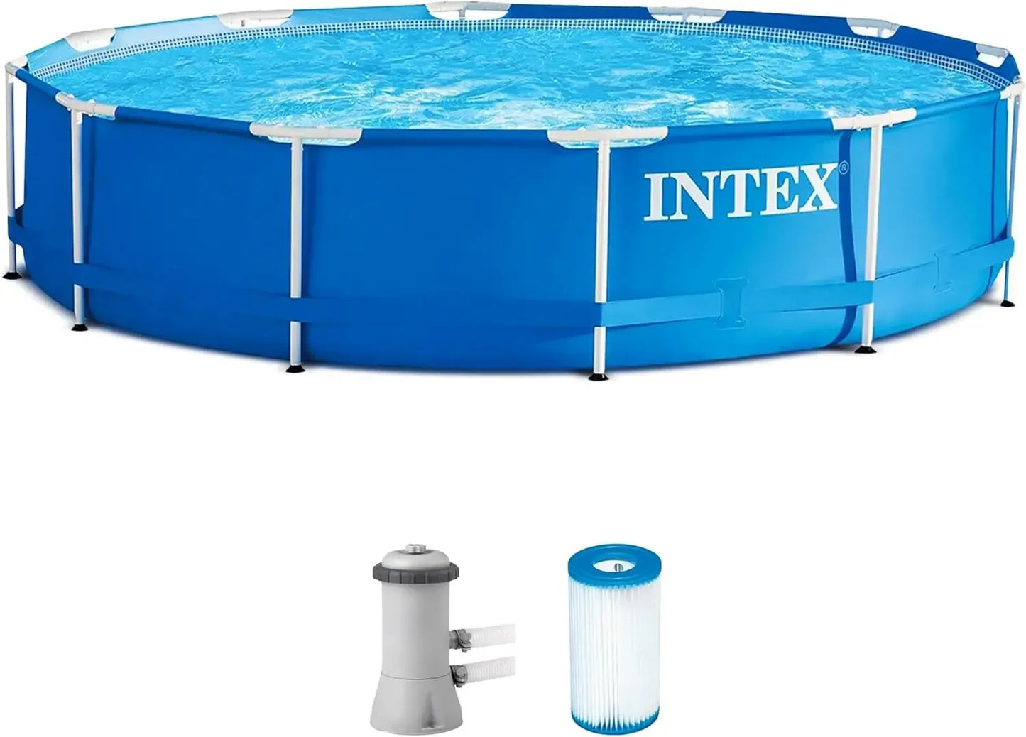 Metal Frame Above Ground Swimming Pool Set: 12ft x 30in – Includes 530 GPH Cartridge Filter Pump – Puncture-Resistant Material
